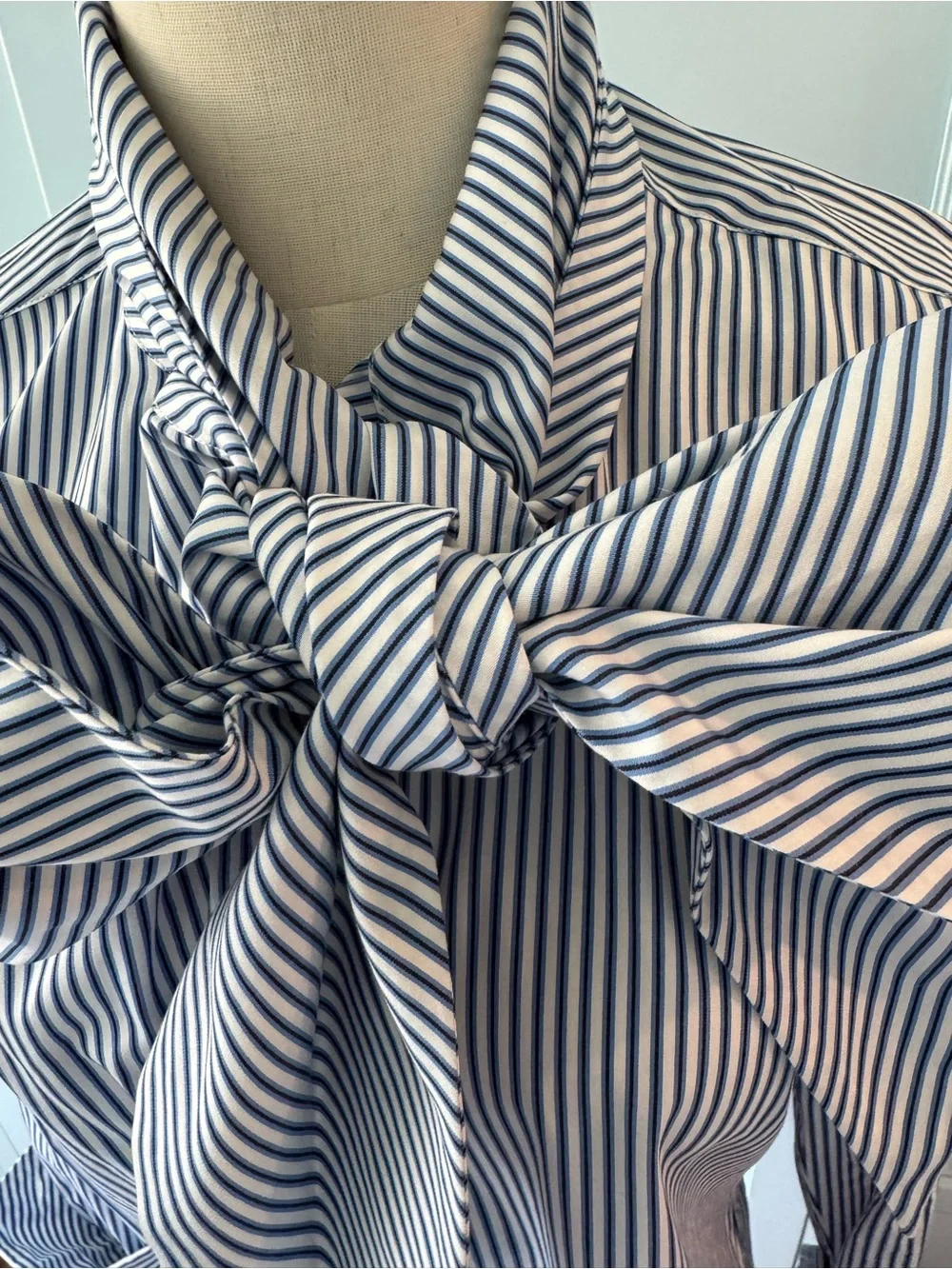Vintage Ralph Lauren Sport Blue and White Striped Shirt with bow embellishment - Picture 3 of 7